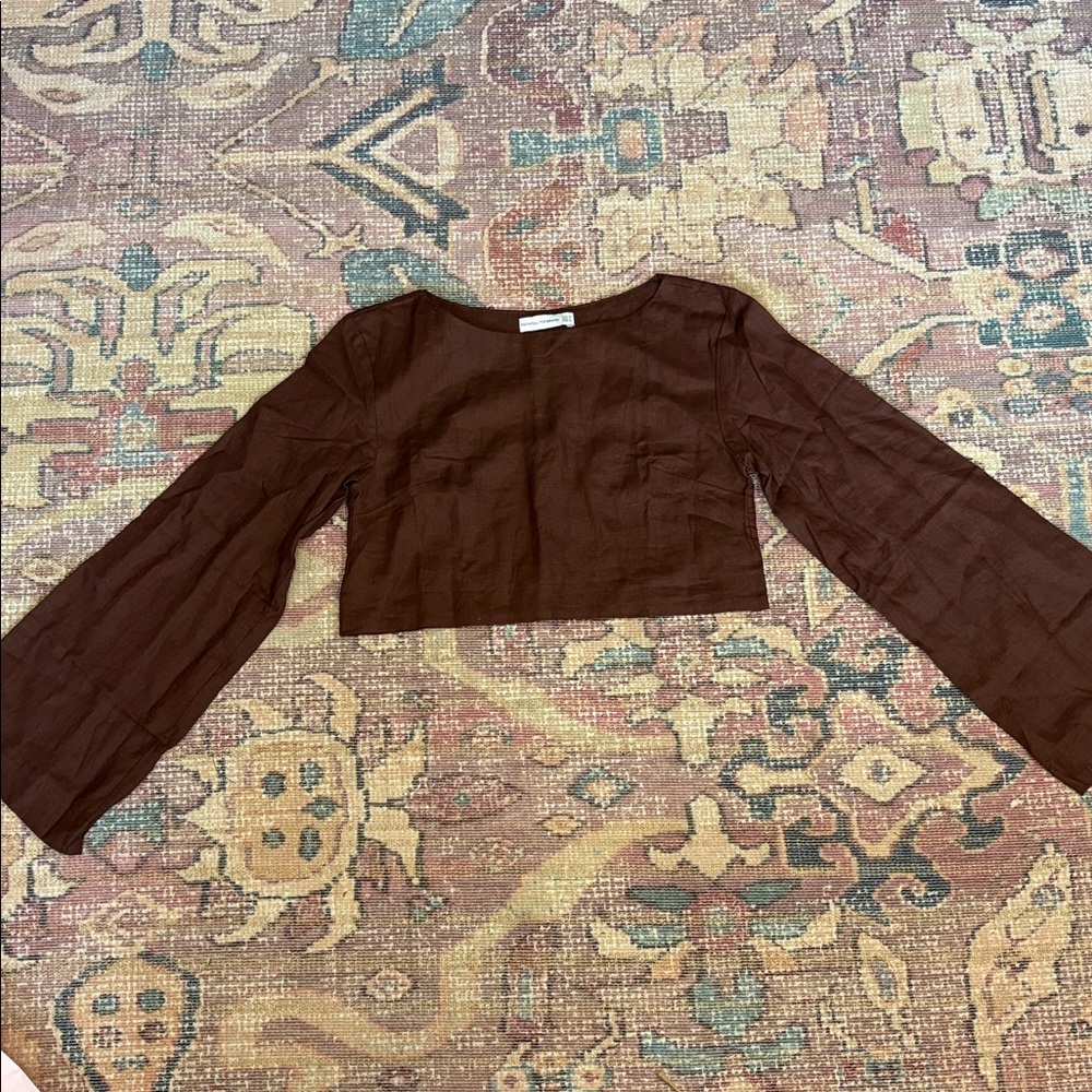 FAITHFULL THE BRAND X MONIKH
Menorca cropped linen top chocolate brown- 6 - Picture 3 of 7
